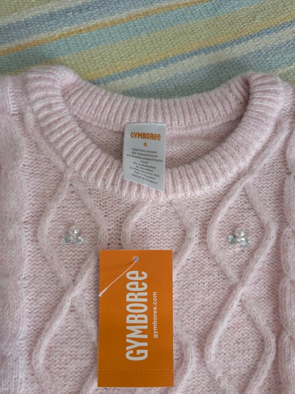 ⭐ NEW NWT Girls Gymboree Pink Diamond Knit Sweater Size 6